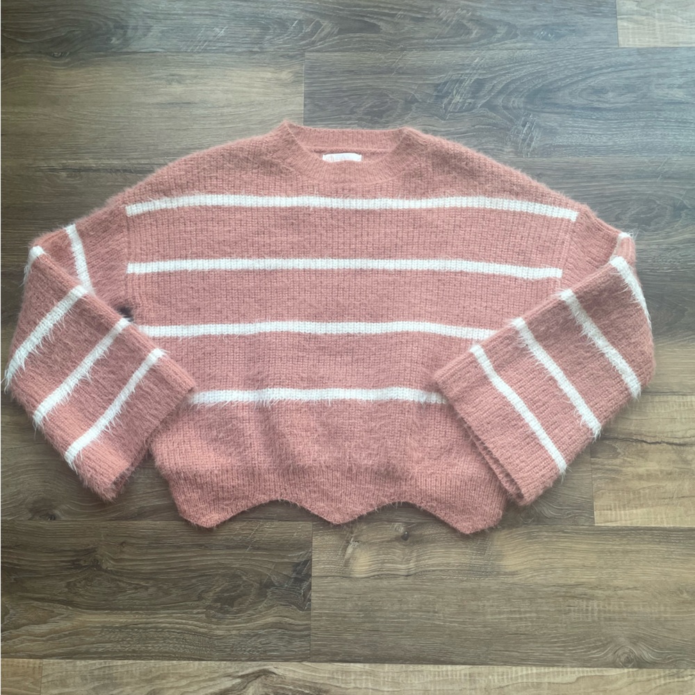 GB Girls Pink and White Striped Sweater